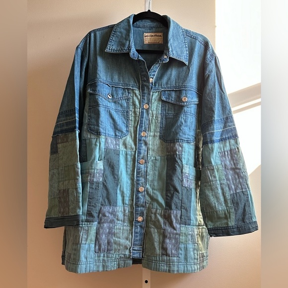 NWT We The Free Heritage Quilted Shirt Jacket S Hay Tint Wash Blue Light Shacket - Picture 4 of 9